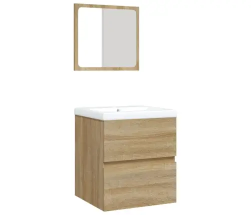 Vannasistabas Skapītis Ar Izlietni Un Spoguli, Ozolkoka Krāsa Vidaxl