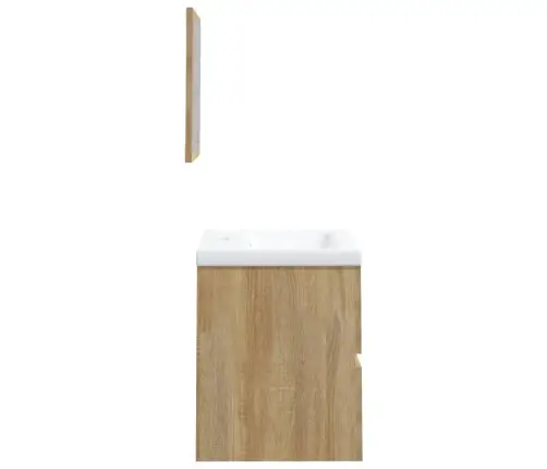 Vannasistabas Skapītis Ar Izlietni Un Spoguli, Ozolkoka Krāsa Vidaxl