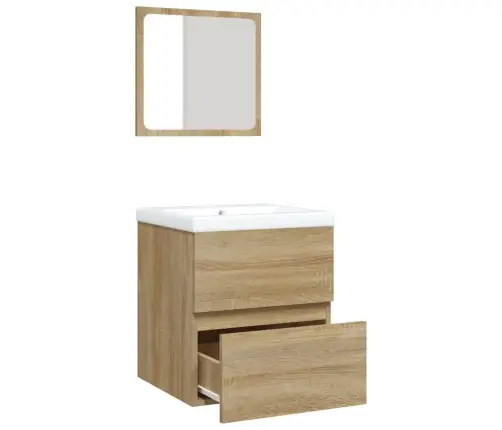 Vannasistabas Skapītis Ar Izlietni Un Spoguli, Ozolkoka Krāsa Vidaxl