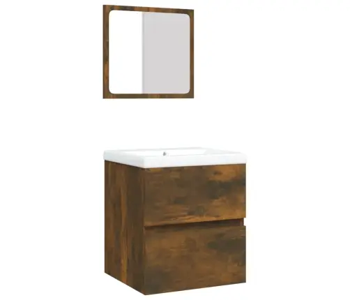 Vannasistabas Skapītis Ar Izlietni Un Spoguli, Ozolkoka Krāsa Vidaxl