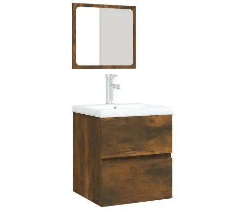 Vannasistabas Skapītis Ar Izlietni Un Spoguli, Ozolkoka Krāsa Vidaxl