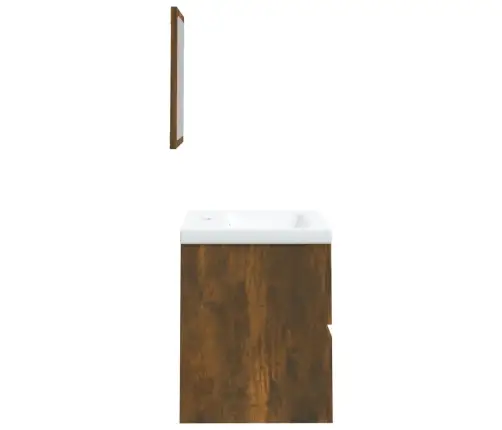 Vannasistabas Skapītis Ar Izlietni Un Spoguli, Ozolkoka Krāsa Vidaxl