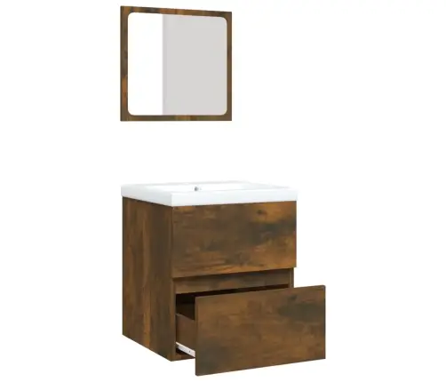 Vannasistabas Skapītis Ar Izlietni Un Spoguli, Ozolkoka Krāsa Vidaxl