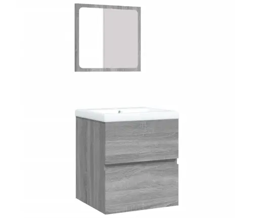 Vannasistabas Skapītis Ar Izlietni Un Spoguli, Pelēka Ozola Vidaxl