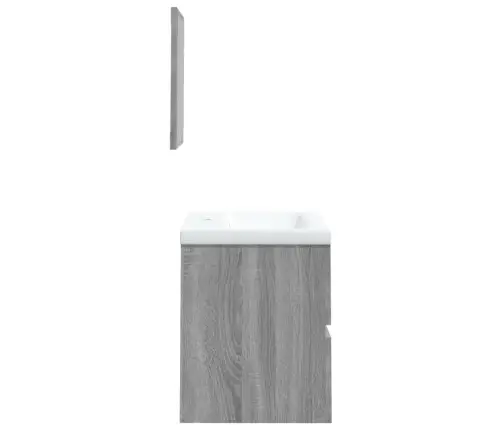 Vannasistabas Skapītis Ar Izlietni Un Spoguli, Pelēka Ozola Vidaxl