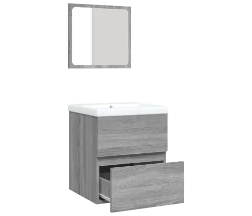 Vannasistabas Skapītis Ar Izlietni Un Spoguli, Pelēka Ozola Vidaxl