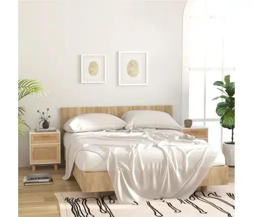 Naktinė Spintelė, Balta, Pušies Medienos Masyvas Ir Ratanas