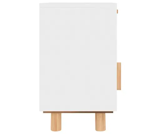 Naktinė Spintelė, Balta, Pušies Medienos Masyvas Ir Ratanas