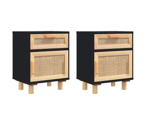 Öökapid 2 Tk, Must, Männipuit Ja Naturaalne Rotang