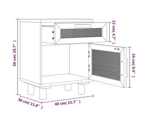 Naktsskapītis, Brūns, Priedes Koks Un Dabīga Rotangpalma Vidaxl