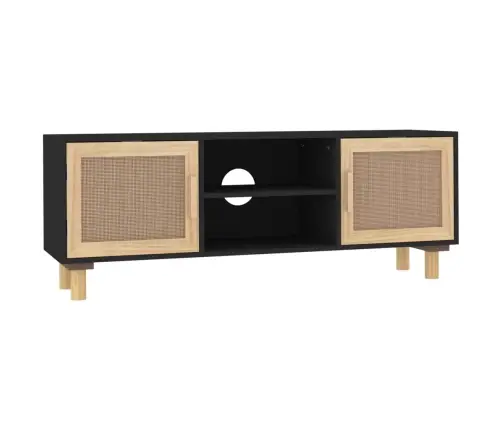 Tv Skapītis, 105X30X40 Cm, Priede, Dabīga Rotangpalma, Melns Vidaxl