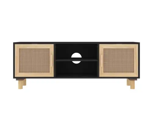 Tv Skapītis, 105X30X40 Cm, Priede, Dabīga Rotangpalma, Melns Vidaxl