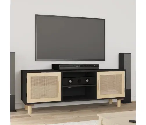 Tv Skapītis, 105X30X40 Cm, Priede, Dabīga Rotangpalma, Melns Vidaxl