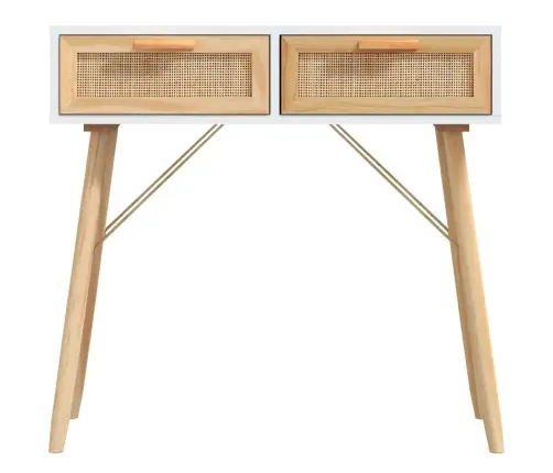 Konsoles Galds, Balts, 80X30X75 Cm, Priedes Koks, Rotangpalma Vidaxl