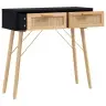 Konsoles Galds, Balts, 80X30X75 Cm, Priedes Koks, Rotangpalma Vidaxl