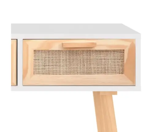 Konsoles Galds, Balts, 105X30X75 Cm, Priedes Koks, Rotangpalma Vidaxl