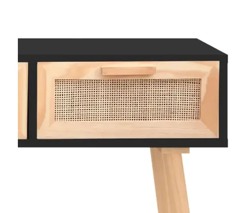 Konsolinis Staliukas, Juodas, 105X30X75cm Pušis Ir Ratanas