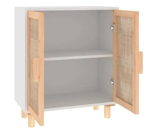 Kumode, Balta, 60X30X70 Cm, Priedes Koks, Dabīga Rotangpalma Vidaxl