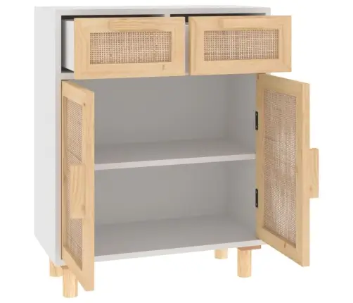 Skapītis, Balts, 60X30X75 Cm, Priedes Koks, Dabīga Rotangpalma Vidaxl