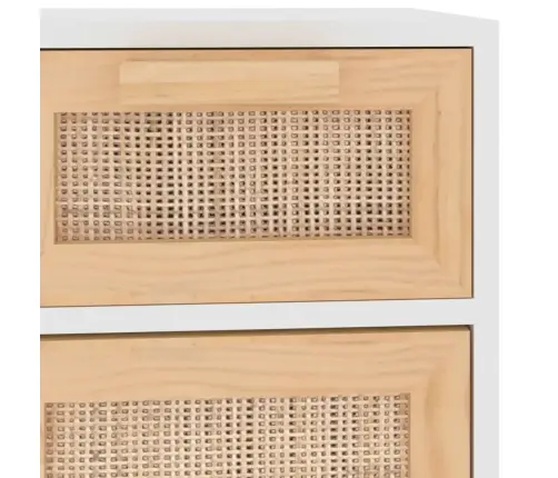 Skapītis, Balts, 60X30X75 Cm, Priedes Koks, Dabīga Rotangpalma Vidaxl