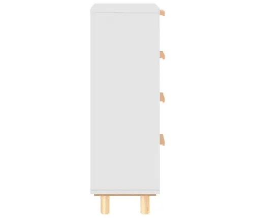 Šoninė Spintelė, Balta, 40X30X90cm Pušies Masyvas Ir Ratanas