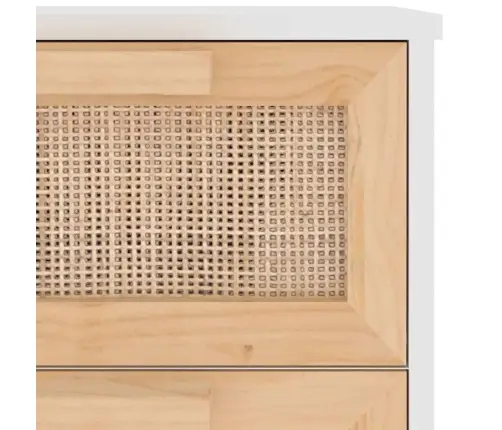 Šoninė Spintelė, Balta, 40X30X90cm Pušies Masyvas Ir Ratanas