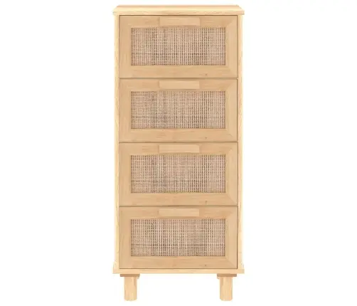 Šoninė Spintelė, Ruda, 40X30X90cm Pušies Masyvas Ir Ratanas