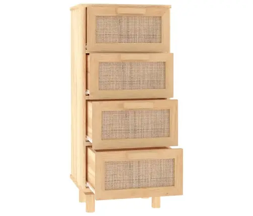 Šoninė Spintelė, Ruda, 40X30X90cm Pušies Masyvas Ir Ratanas