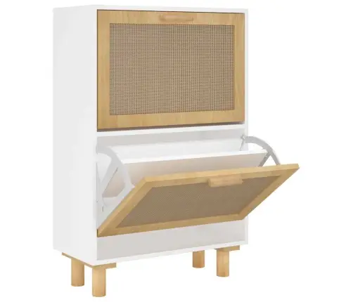 Kingakapp, Valge, 52X25X80 cm Tehispuit Ja Naturaalne Rotang