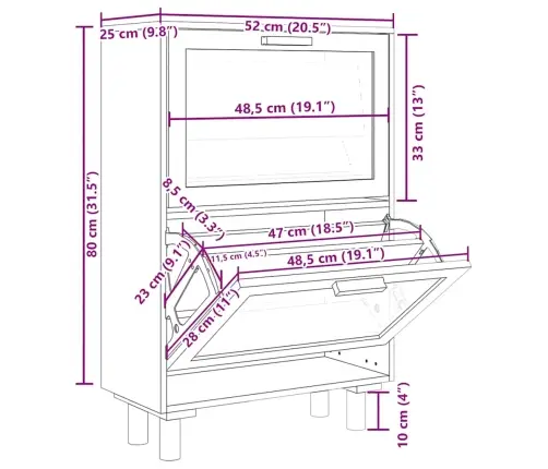 Kingakapp, Valge, 52X25X80 cm Tehispuit Ja Naturaalne Rotang