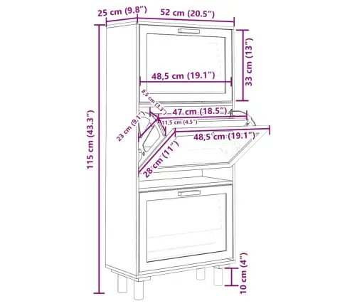 Apavu Skapītis, Balts, 52X25X115 Cm, Inženierijas Koks Vidaxl