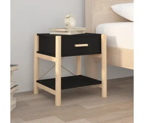 Naktiniai Staliukai, 2Vnt., Juodi, 42X38X45cm Apdirbta Mediena Naktiniai Staliukai, 2Vnt., Juodi, 42X38X45cm Apdirbta Mediena