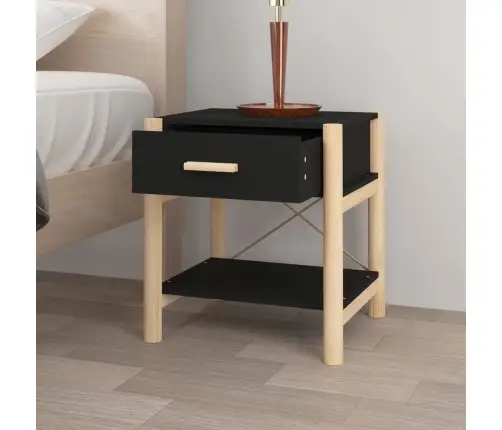 Naktiniai Staliukai, 2Vnt., Juodi, 42X38X45cm Apdirbta Mediena Naktiniai Staliukai, 2Vnt., Juodi, 42X38X45cm Apdirbta Mediena