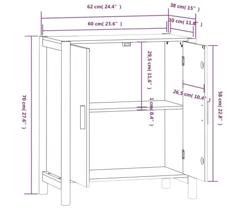 Kumode, Balta, 62X38X70 Cm, Inženierijas Koks Vidaxl