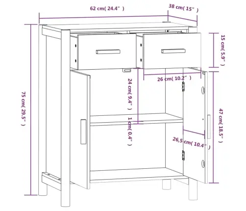 Kumode, Melns, 62X38X75 Cm, Inženierijas Koks Vidaxl