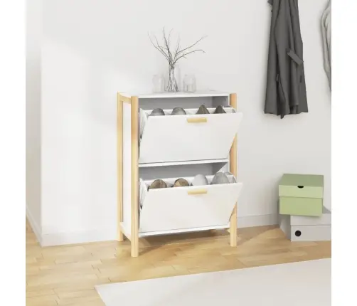 Apavu Plaukts, Balts, 57,5X33X80 Cm, Inženierijas Koks Vidaxl