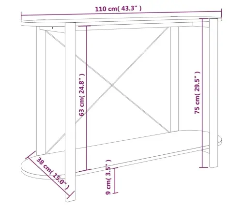 Konsoles Galds, Balts, 110X38X75 Cm, Inženierijas Koks Vidaxl