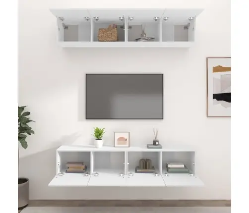Tv Skapīši, 4 Gab., Balti, 80X30X30 Cm, Inženierijas Koks Vidaxl