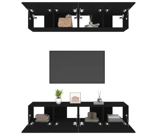 Tv Skapīši, 4 Gab., 80X30X30 Cm, Inženierijas Koks, Melni Vidaxl
