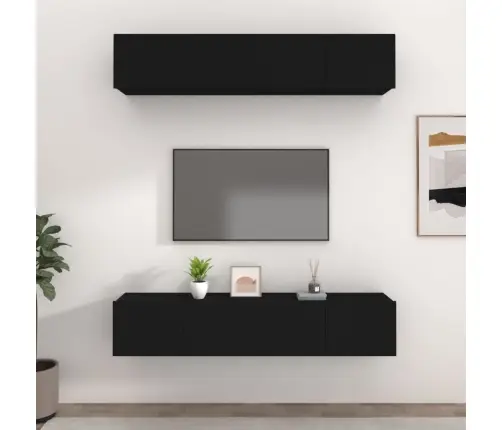 Tv Skapīši, 4 Gab., 80X30X30 Cm, Inženierijas Koks, Melni Vidaxl