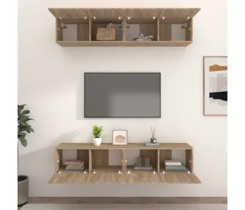 Tv Skapīši, 4 Gab., Ozolkoka, 80X30X30 Cm, Inženierijas Koks Vidaxl Tv Skapīši, 4 Gab., Ozolkoka, 80X30X30 Cm, Inženierijas Koks Vidaxl