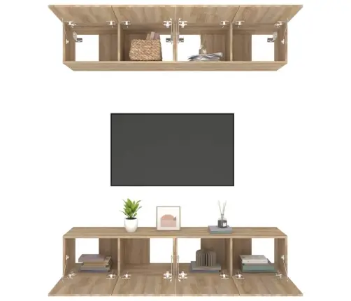 Tv Skapīši, 4 Gab., Ozolkoka, 80X30X30 Cm, Inženierijas Koks Vidaxl Tv Skapīši, 4 Gab., Ozolkoka, 80X30X30 Cm, Inženierijas Koks Vidaxl