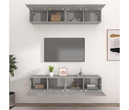 Tv Spintelės, 4Vnt., Betono Pilkos, 80X30X30cm Mediena