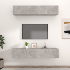 Tv Spintelės, 4Vnt., Betono Pilkos, 80X30X30cm Mediena