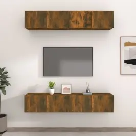 Tv Skapīši, 4 Gab., Ozolkoka, 80X30X30 Cm, Inženierijas Koks Vidaxl