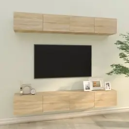 Sienas Tv Skapīši, 4 Gab., Ozolkoka, 100X30X30 Cm Vidaxl
