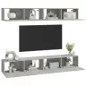 Sieninės Tv Spintelės, 4Vnt., Betono Pilkos, 100X30X30Cm