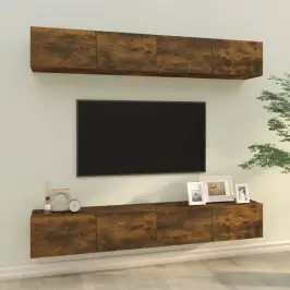 Sieninės Tv Spintelės, 4Vnt., Dūminio Ąžuolo, 100X30X30Cm