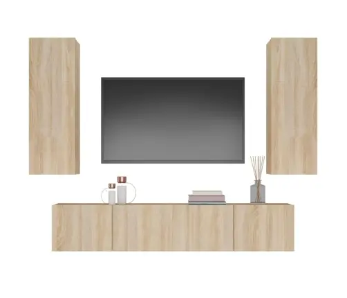 4-Daļīgs Tv Skapīšu Komplekts, Ozola Krāsa, Inženierijas Koks Vidaxl