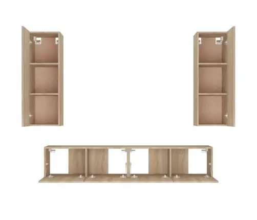 4-Daļīgs Tv Skapīšu Komplekts, Ozola Krāsa, Inženierijas Koks Vidaxl